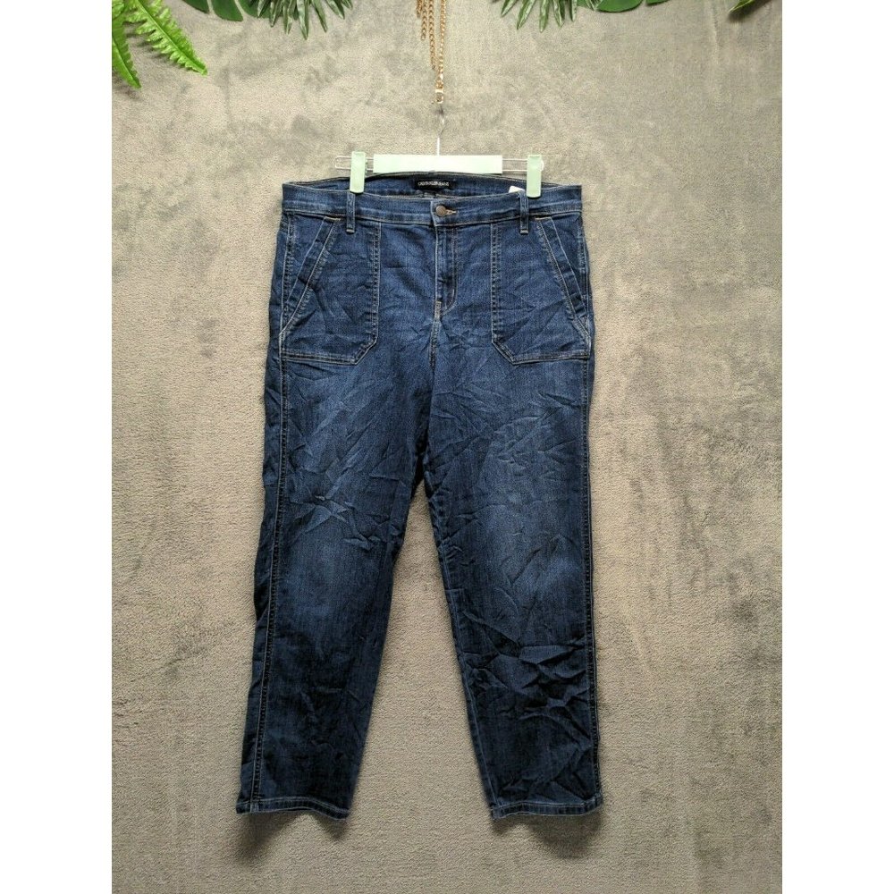 CALVIN KLEIN Women Jeans Mid Rise Straight Leg Blue Medium Wash W:35 L:28.5